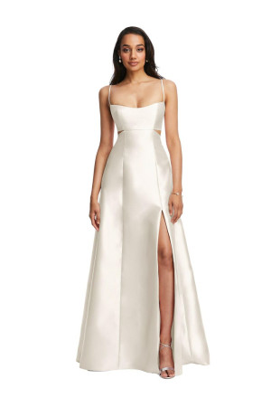 Ivory Alfred Sung D840 Sleek Side Cutout Informal Wedding Gown